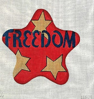 "FREEDOM" with Gold Stars on Red Background July Star