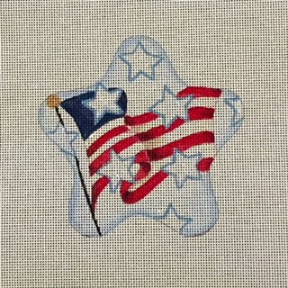 Waving American Flag with White Stars July Star