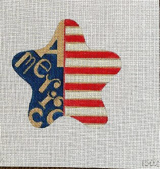 "America" in Gold with Red and White Stripes July Star
