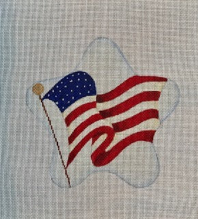 Waving American Flag on White Background July Star