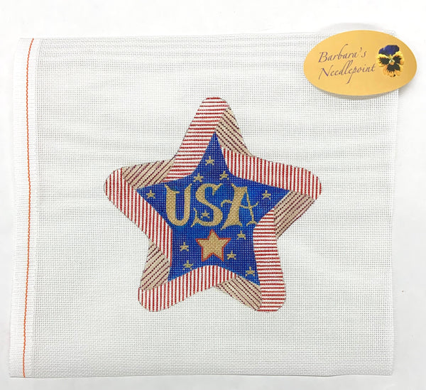 "USA" July Star with Red and White Striped Border