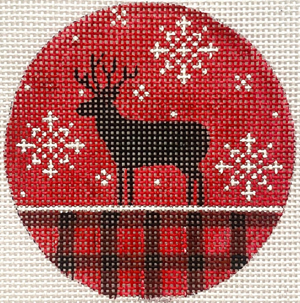 Deer on Red Plaid Ornament