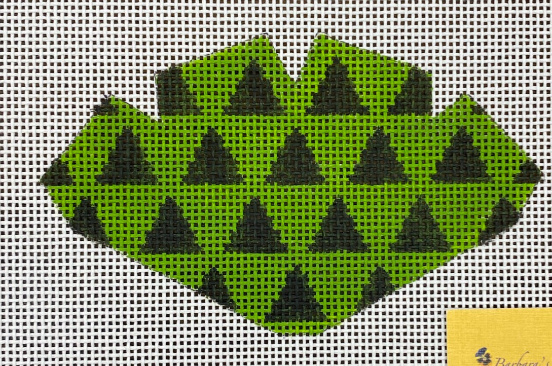 Ann Hanson Strawberry Black Triangles on Green