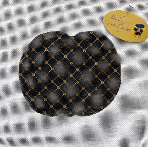 Black w/Gold & Coral Diamond Pumpkin
