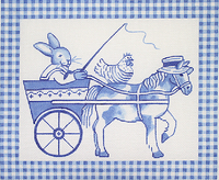 Blue Toile Horse & Buggy