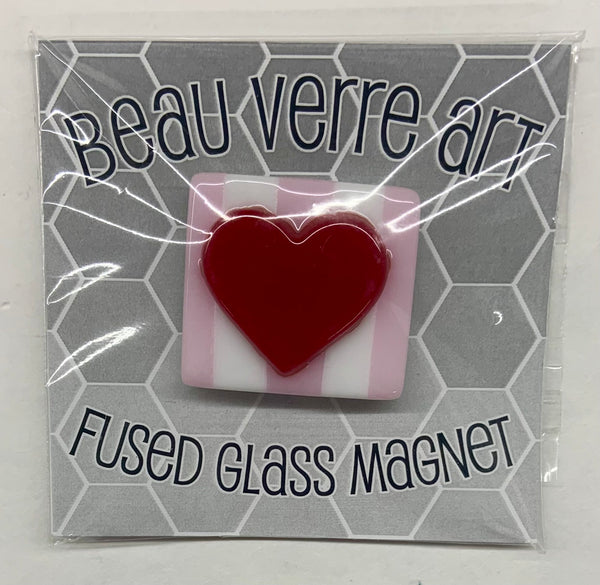 Red Heart on Pink and White Striped Base Needle Minder