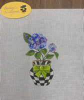 Hydrangeas in Black and White Checkered Vase