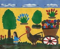 Chicken Hauling Flowers