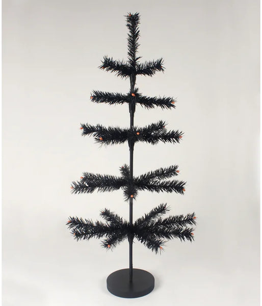 30" Black Artificial Feather Tree