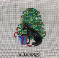 Black Lab w/Christmas Tree