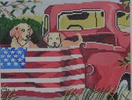 Red Truck with Dogs
